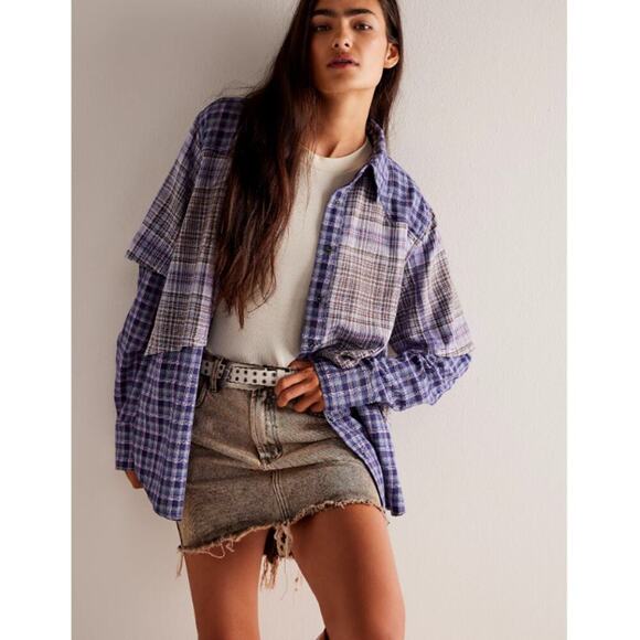 We The Free Layer It Up Plaid Long Sleeve Shirt Multicolor Size M NWT - Picture 1 of 12